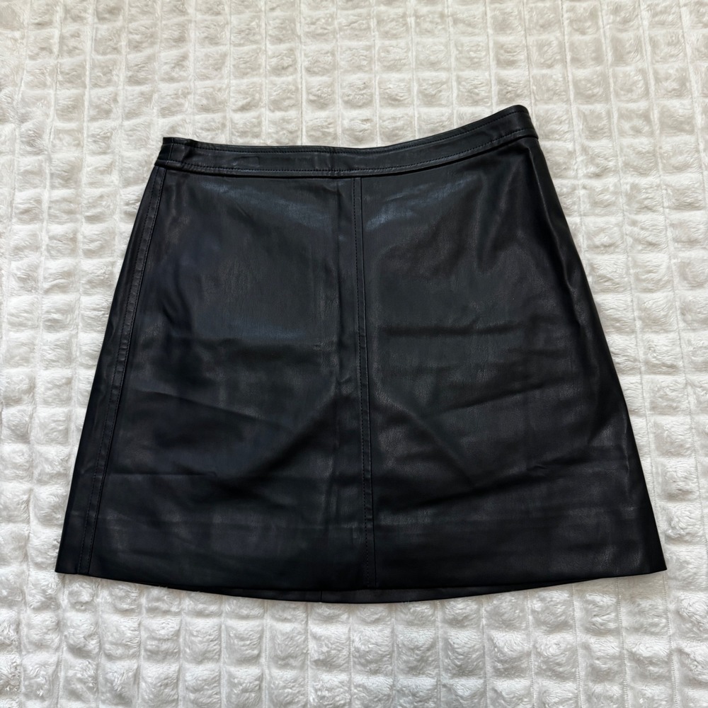 NEW J Crew 0 Black Faux Leather A-Line Mini Skirt Party Going Out Y2K Grunge